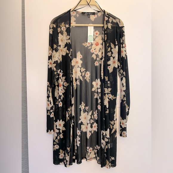 Alice Blue Tops - Sheer Floral Cardigan